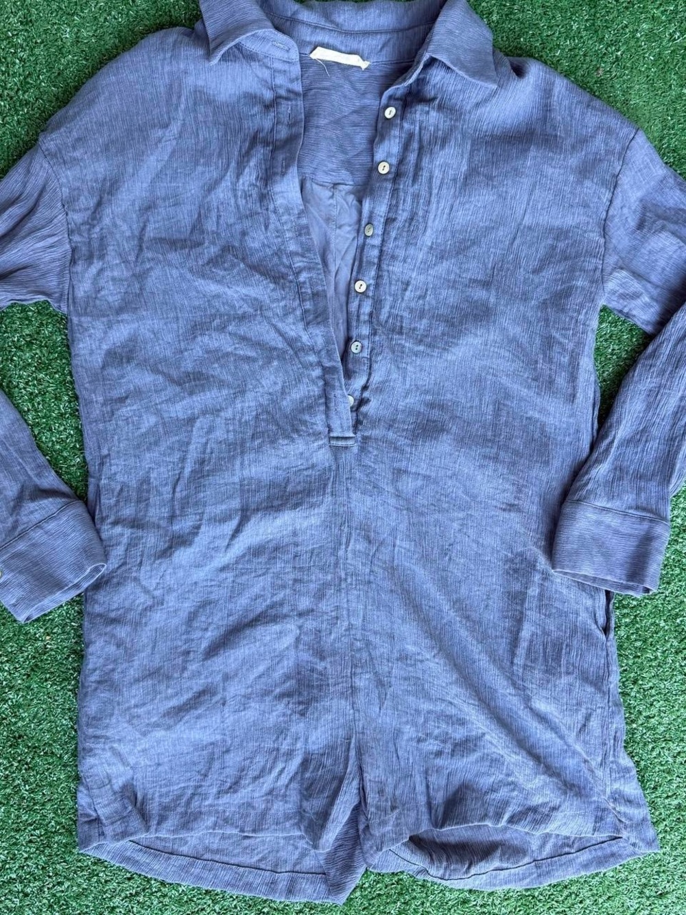 ILLA ILLA Women's Linen Romper in Dusty Blue